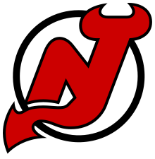 Inside a white circle with black borders, the letters "N" and "J" in red joined together, with the "J" having devil horns at the top and a pointed tail at the bottom.